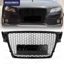 RS4 Style Gloss Black Front Bumper Grille Grill Fit 2009-2012 Audi A4 B8 S4 8T