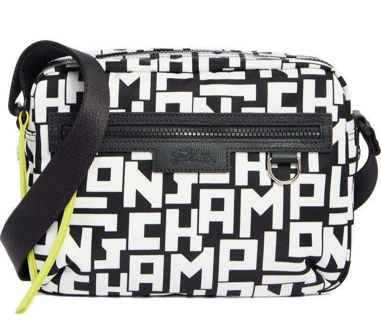 Longchamp Le Pliage LGP Medium Camera Bag Nylon Crossbody ~NIP~ Black White