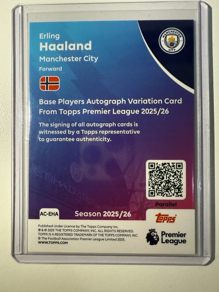 2025/26 Topps Premier league Erling Haaland Manchester City Autograph Orange /25 - Image 2 of 2