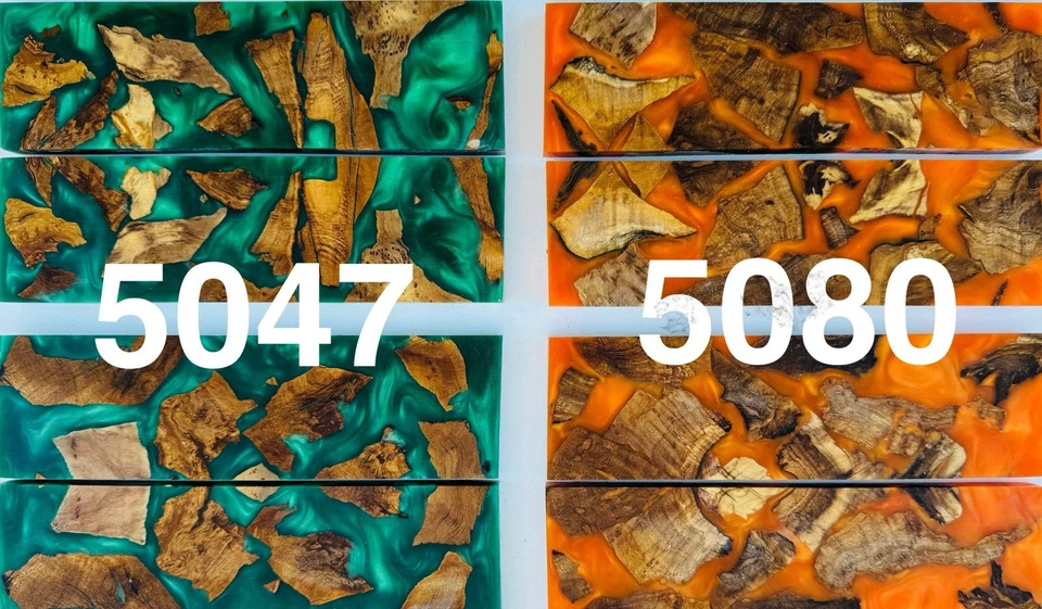 Básculas para cuchillos * Híbrido Olive Burl y Epoxi * Color polvo de mica Foto 2 de 4