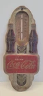 1941 Art Deco Coca-Cola Double Bottle Thermometer Tin Sign - Vintage & Original