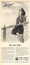 1941 United Airlines: Here Comes Daddy Vintage Print Ad