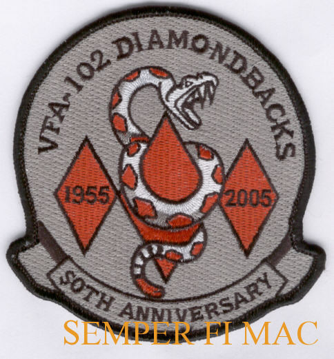 VFA-102 DIAMONDBACKS PATCH US NAVY 50TH ANNIVERSARY F18 F4 USS MAW MAG MCAS  WOW