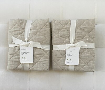 Pottery Barn BELGIAN FLAX LINEN DIAMOND Sham ~Standard~ Set/2 Flax NWT