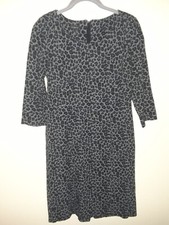 Talbots Gray Blue Black Leopard Animal Print Ponte Knit Sheath Dress Size 2