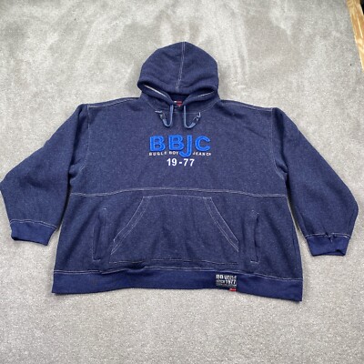 VTG 90's Bugle Boy Men's Hooded Sweatshirt Size XL Blue Baggy