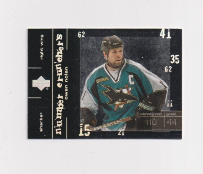2000-01 Upper Deck NUMBER CRUNCHERS Insert # NC8 Owen Nolan SAN JOSE SHARKS