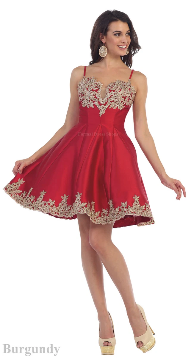 May Queen MQ1445 A Line Pockets Embroidered Short Homecoming Dress