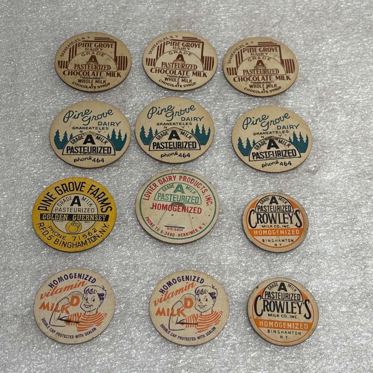 Lot of 12 Various Vintage Milk Caps from New York | eBay