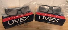 Lot Of 2 Uvex Hypershock Safety Glasses Black Frame with Clear Lens Hydroshield