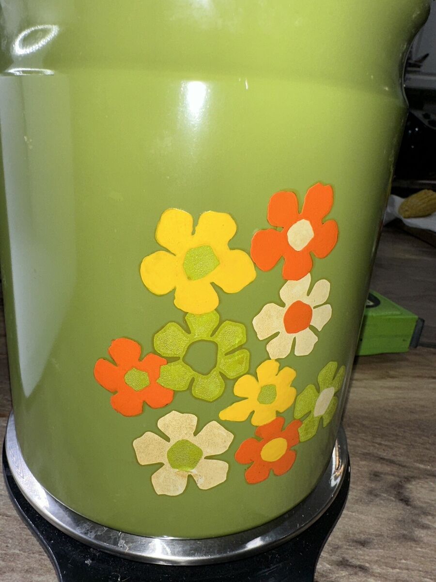 薫る花束　5862　ポーセリン　ヴィンテージ　箱有 Vintage Kromex Avocado Green Flower Daisies Aluminum