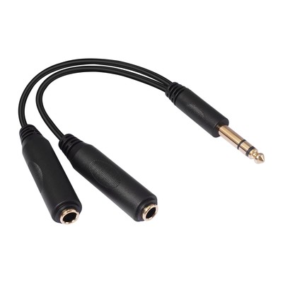 6.35mm 1/4 inch Male Plug Stereo to 2 Dual 1/4 ''TRS Female Jack Connector Aud...