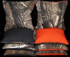 CORNHOLE BEAN BAGS All Weather Resin Filled REALTREE Orange Camo Hunting Fishing