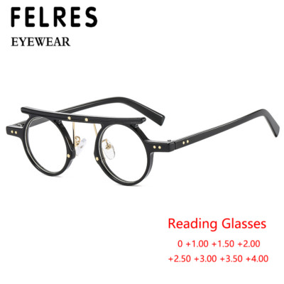 Unisex Round Punk Style Reading Glasses Anti Blue Light Clear Lens Glasses Frame