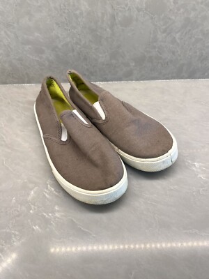 Youth Boys Tan Brown Canvas Slip-On Sneaker Loafer Shoe Size 1