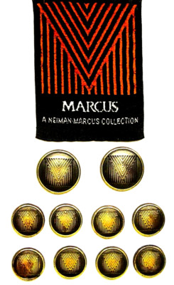 MARCUS Neiman Marcus replacement buttons vintage M logo Dark Bronze Fair Cond.