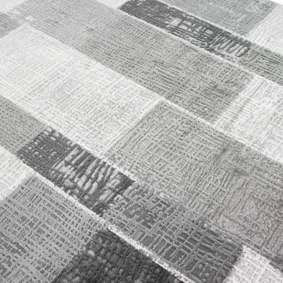 Tapis de salon design laine gris crème - Photo 2/4