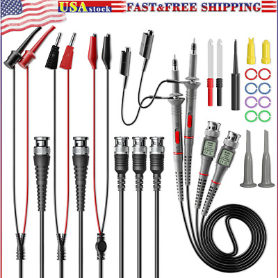 Universal Oscilloscope Probes with Accessories Test Lead Kit 100MHz 1X 10X 2Pack