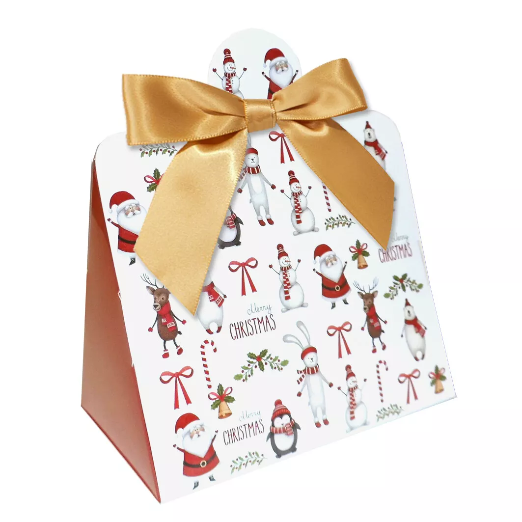 10 x Small Christmas Gift Boxes Xmas Santa Snowman Sweet Bags