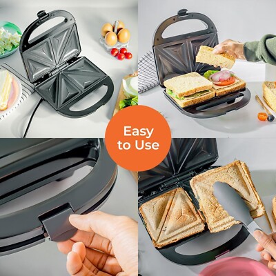 Toastie Maker 2 Scheiben Sandwich Toaster Antihaft Maschine Easy Clean 750W Geepas