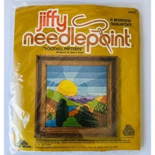 Vtg Jiffy Needlepoint Foothill Patterns Kit Sunset Designs New 70s 5853