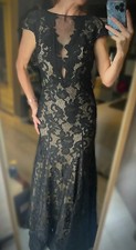 $550 NWT Long! 🖤 Black Lace Over Nude JOVANI PROM FORMAL DRESS/GOWN SIZE 4