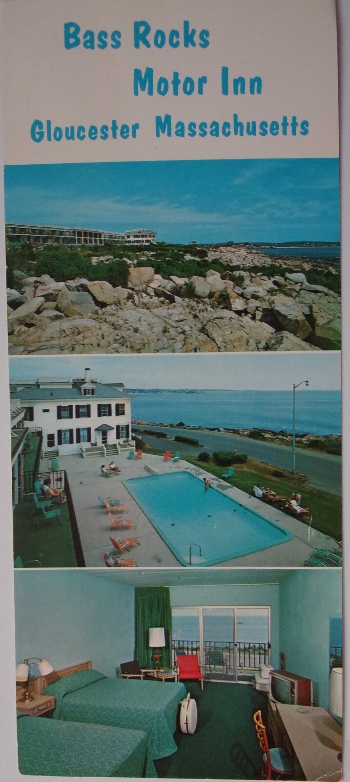 Vintage Bass Rocks Motor Inn Gloucester Mass Postcard 1965 Don’t Fret