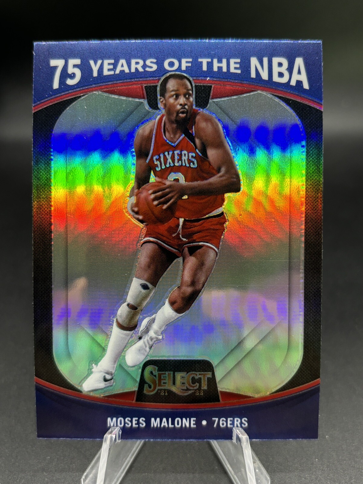2021-22 Panini Select 75 Years of the NBA SILVER #66 Moses Malone 76ers