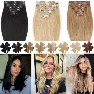 S-NOILITE Dick Echthaar Clip In 100% Remy Hair Extensions Haarverlängerung 8 Tressen Blond