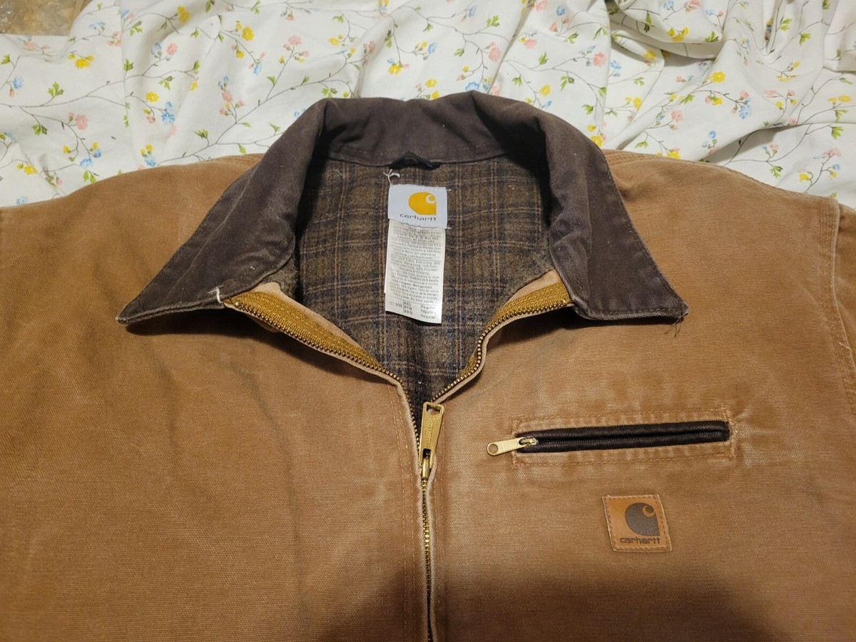 Carhartt Jacket Mens 2XL Brown Detroit Blanket Lined Duck Canvas