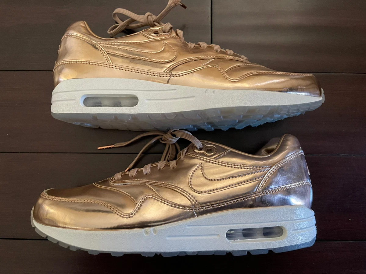 Nike Women Air Max 1 ID Premium Liquid Rose Gold White SZ 10 829358 991