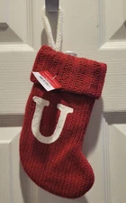 Wondershop Red Knit Monogram U Mini Stocking New