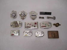 Vtg Hook-Fast Assorted Salesman Sample Lot 14 Belt Buckles Badges Clips Pins
