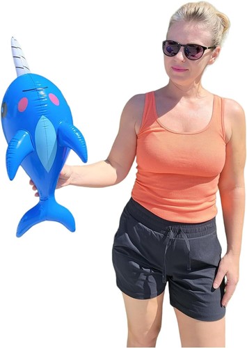 24 Zoll Narwal aufblasbar (blau) aufblasbar Narwal Meeresbewohner Meerestiermotiv - Bild 8 von 8