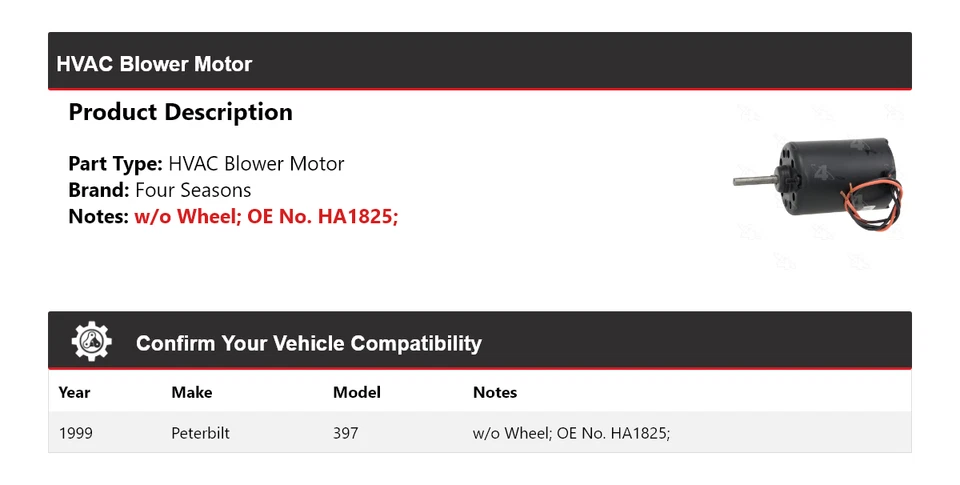 Motor de soprador HVAC Peterbilt 397 1999 4 estações - Imagem 2 de 4