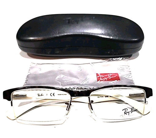 Ray Ban RB7012 2488 Tortoise White Half Rim Eyeglasses 51-17 140 New Case Cloth