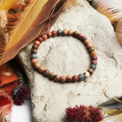 Natural Red Creek Jasper 4mm Stone Bracelet Healing Crystal Stretch Bracelet