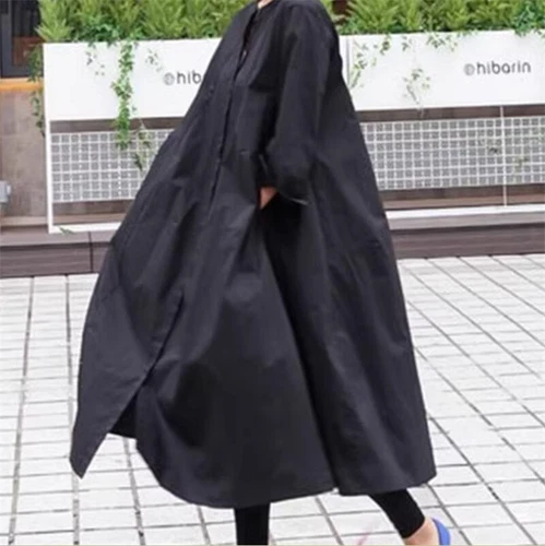 Lockeres Damen-Shirtkleid Übergröße Overknee japanisches lässiges langes Kleid - Bild 16 von 26