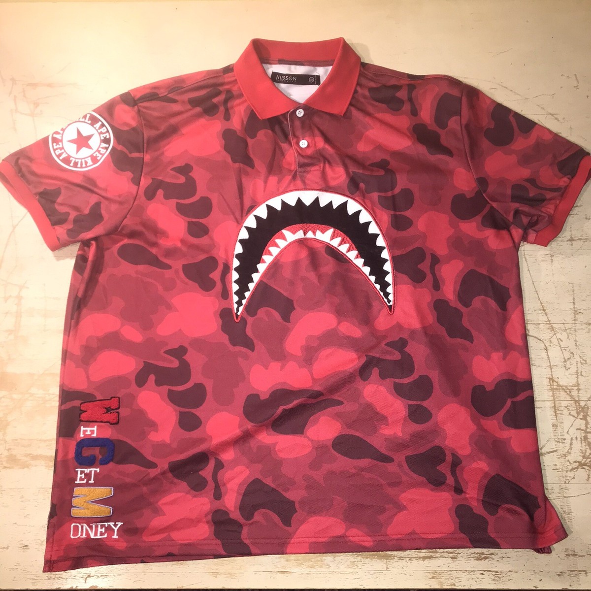 Hudson x Bathing Ape Bape Collab Red Camo Short Sleeve Polo Hudson x Bathing Ape Bape Collab Red Camo Short Sleeve Polo