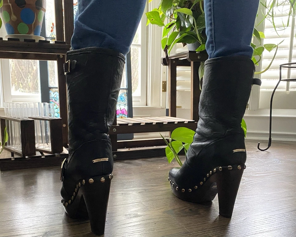 Botas Jimmy Choo DE COLECCIÓN (mujer 39,5) negras Moto plataforma años 2000 vibraciones basculantes Foto 4 de 4