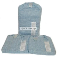 RACHEL ASHWELL Couture Prairie Whipstitch Indigo Blue KING DUVET SET Linen $660