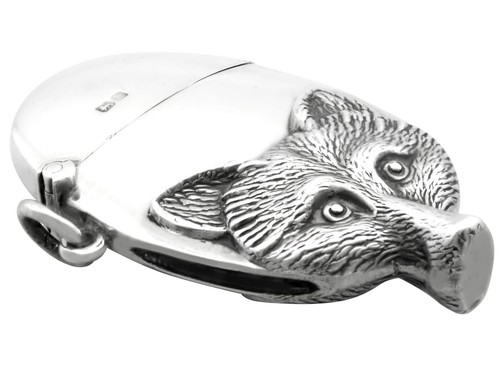Antique Edwardian Sterling Silver Fox Vesta Case (1908) - 第 6/12 張圖片