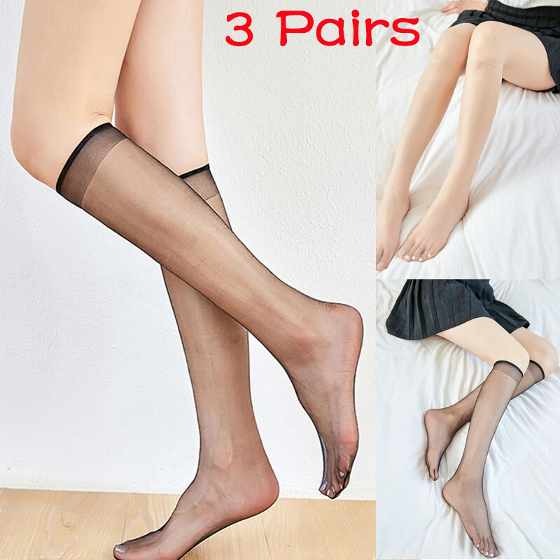 SAOLA Calza donna al ginocchio in fibra di cristallo setosa compressione ultrasottile calza trasparente☾