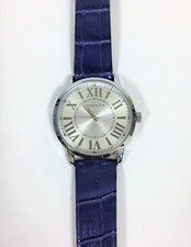 ANNE KLEIN SILVER IRIS VIOLET BLUE CROC LEATHER BACKING,ROMAN #S WATCH AK/1559