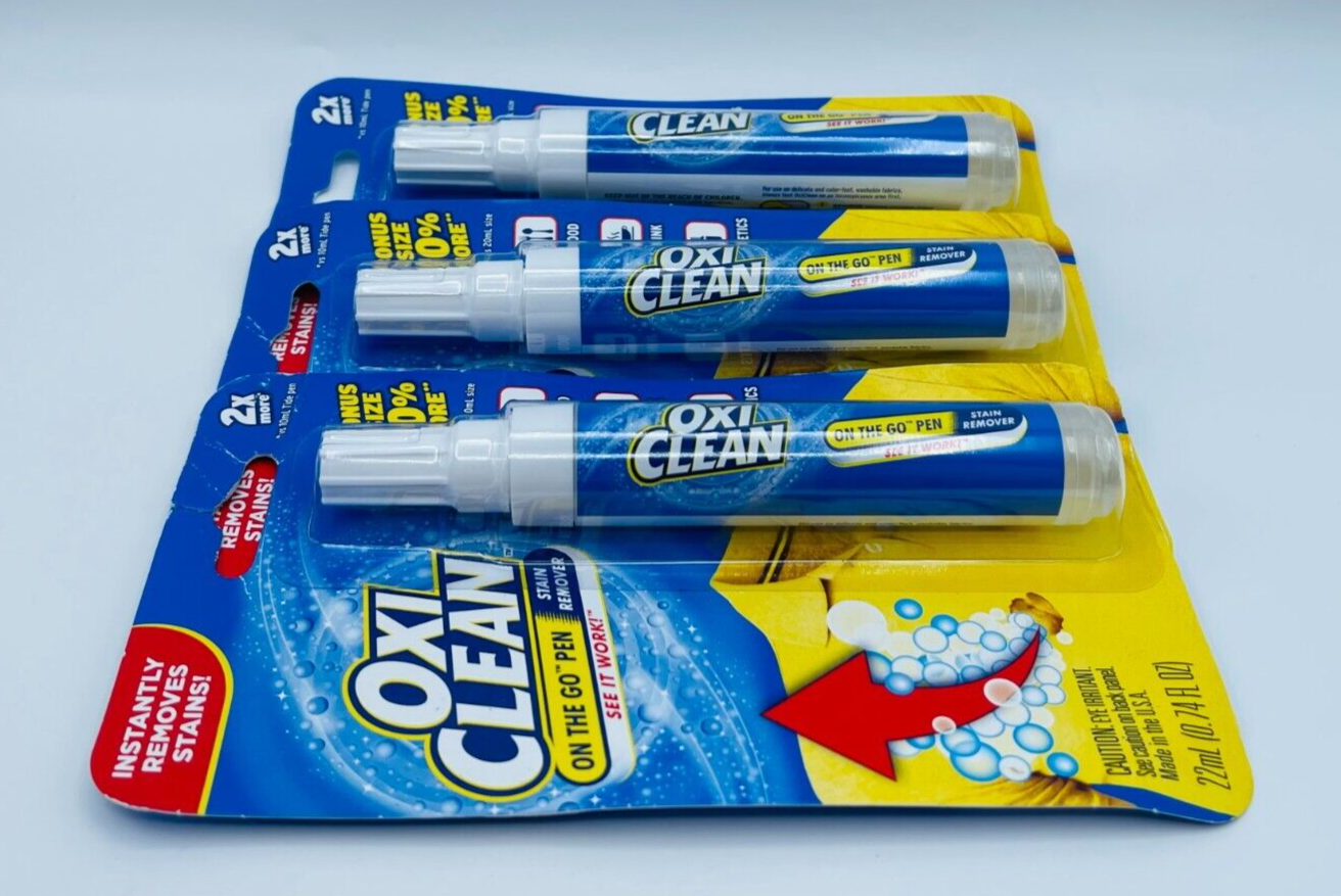 3 x Oxi Clean Stain Remover On The Go Pen For Food Drink Cosmetics 0.74