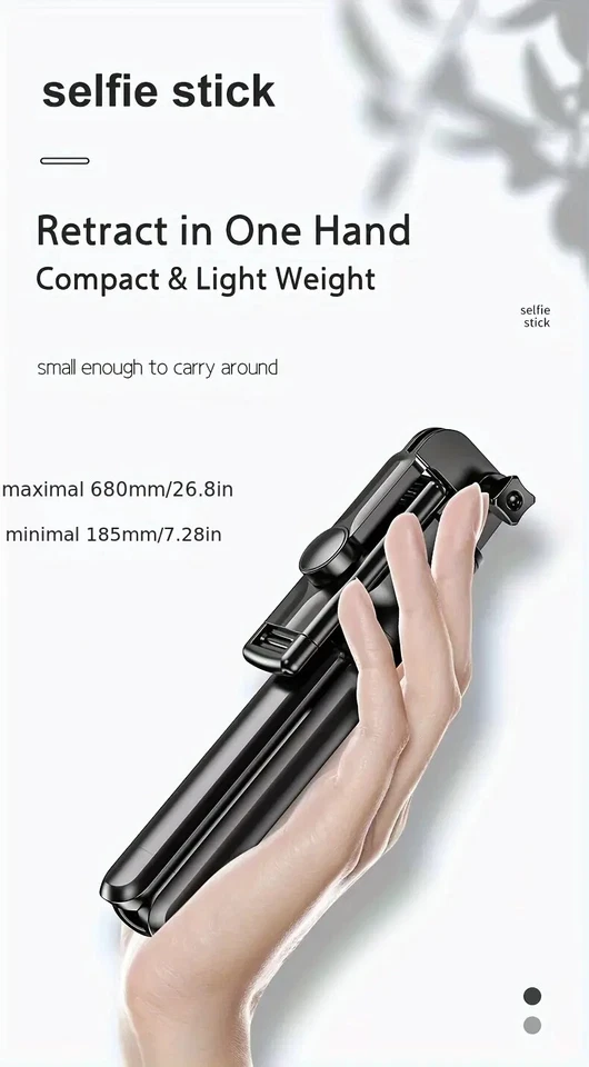 Soporte de trípode inalámbrico extensible para selfies Stick, rotación 360° para iPhone/Android Foto 4 de 4