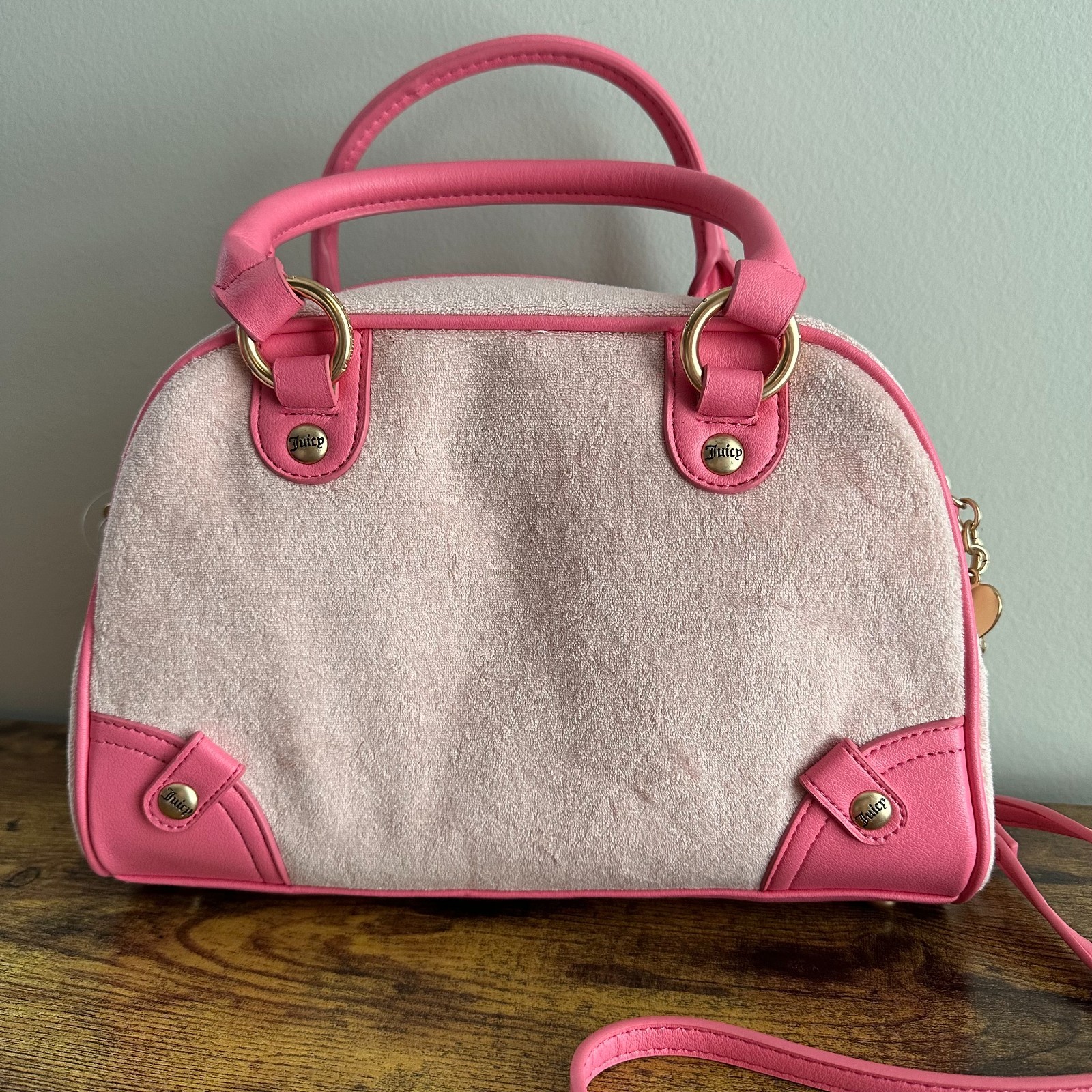New Juicy Couture Lovers Club Pink Diamond Satchel Crossbody Hand Bag Viral image 5
