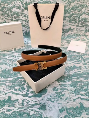 #ad #ad Celine Medium Brown Black Reversible Waist Belt with Gold Logo Size 85 $93.00
