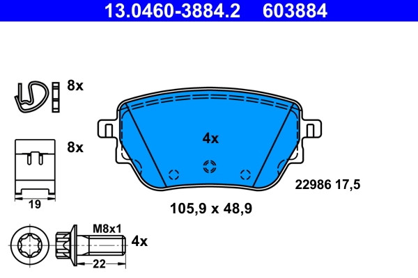 Bremsscheiben-BremsbeläGe-Kit ATE 13.0460-3884.2 MERCEDES-BENZ 000 420 57 03-image