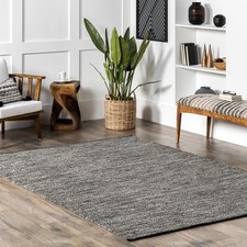 Alessi Solid Farmhouse Cotton Area Rug, 3x5, Grey